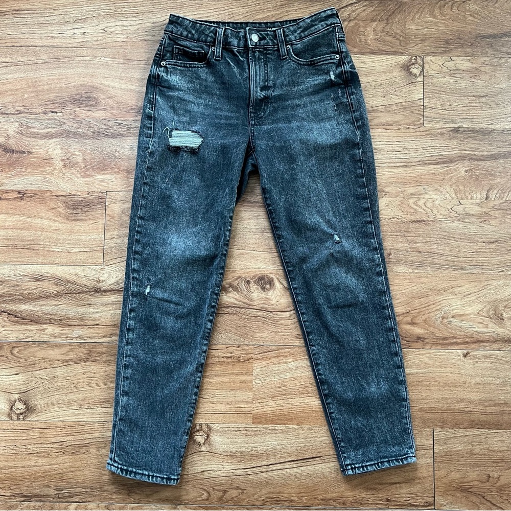 Old Navy O.G. Straight High Rise Jeans Distressed Charcoal Size 2